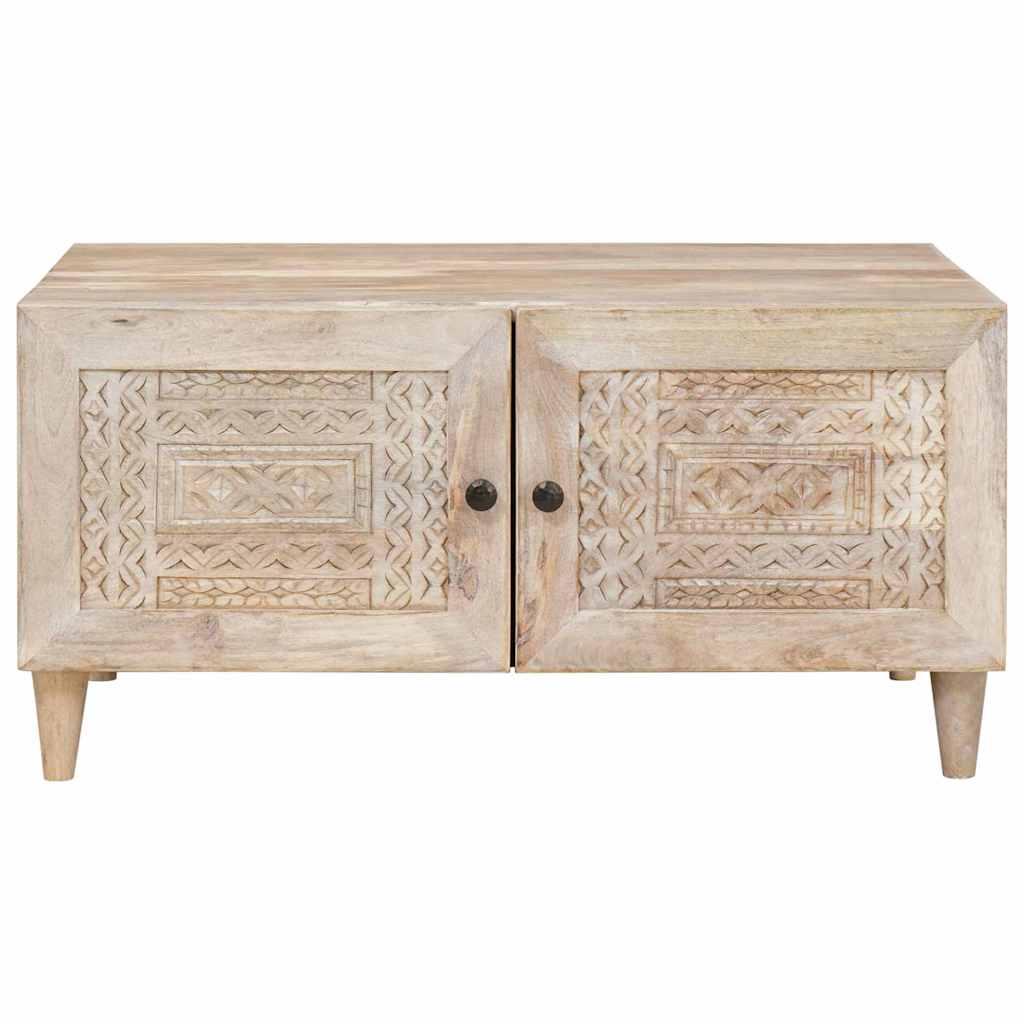 Coffee Table with Door Beige 80 x 50 x 40 cm Solid mango wood